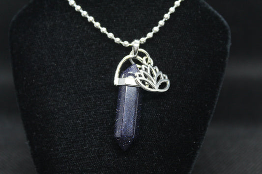 Blue Sandstone Lotus Necklace Crystal Witch Witchy Jewelry Witchcraft Wicca Wiccan Pagan Metaphysical