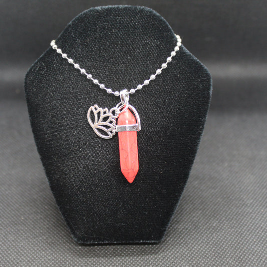 Red Howlite Lotus Necklace Crystal Witch Witchy Jewelry Witchcraft Wicca Wiccan Pagan Metaphysical