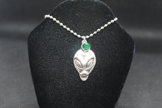 Green Alien Necklace Crystal Witch Witchy Jewelry Witchcraft Wicca Wiccan Pagan Metaphysical