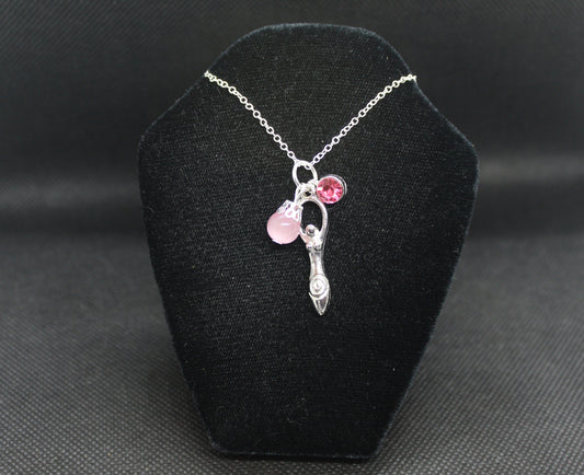 Pink Spiral Goddess Necklace Crystal Witch Witchy Jewelry Witchcraft Wicca Wiccan Pagan Metaphysical