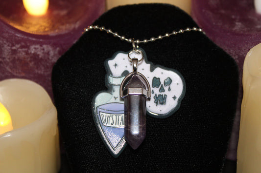 Amethyst Boys Tears Potion Necklace Crystal Witch Witchy Jewelry Witchcraft Wicca Wiccan Pagan Metaphysical