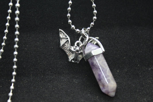 Amethyst Bat Necklace Crystal Witch Witchy Jewelry Witchcraft Wicca Wiccan Pagan Metaphysical