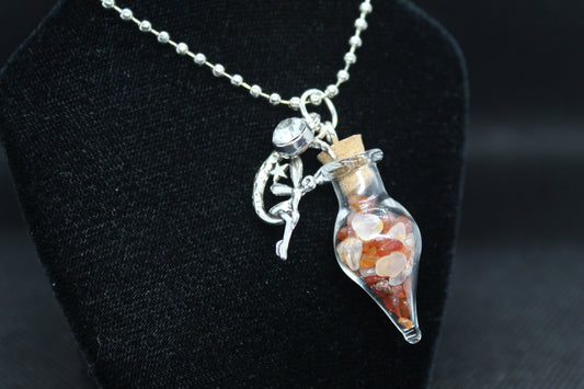 Carnelian Glass Teardrop Fairy Necklace Crystal Witch Witchy Jewelry Witchcraft Wicca Wiccan Pagan Metaphysical