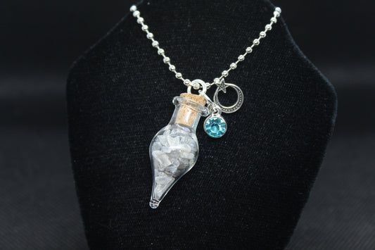 Labradorite Glass Teardrop Moon Necklace Crystal Witch Witchy Jewelry Witchcraft Wicca Wiccan Pagan Metaphysical