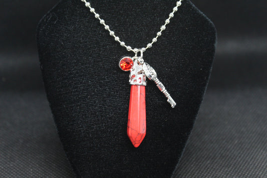 Red Howlite Key Necklace Crystal Witch Witchy Jewelry Witchcraft Wicca Wiccan Pagan Metaphysical