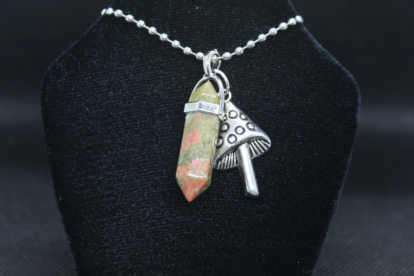 Unakite Mushroom Necklace Crystal Witch Witchy Jewelry Witchcraft Wicca Wiccan Pagan Metaphysical