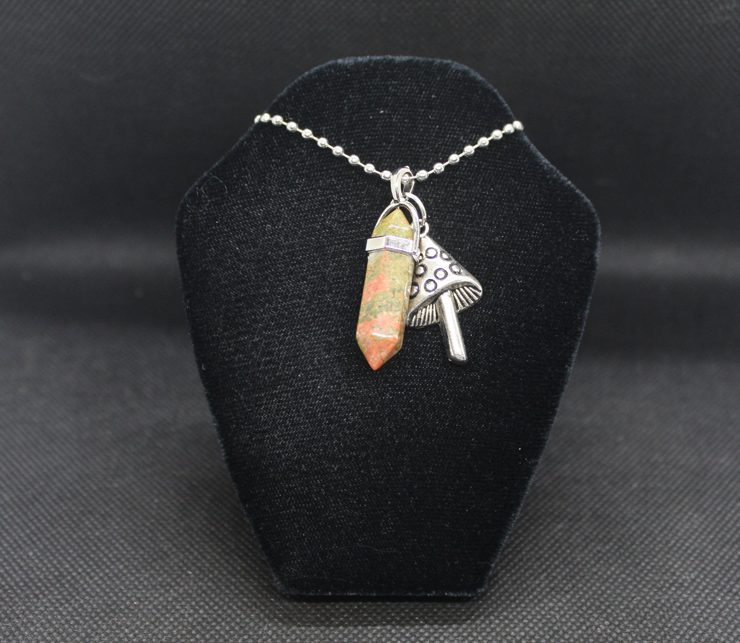 Unakite Mushroom Necklace Crystal Witch Witchy Jewelry Witchcraft Wicca Wiccan Pagan Metaphysical