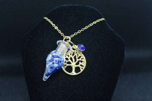 Sodalite Glass Teardrop Tree of Life Necklace Crystal Witch Witchy Jewelry Witchcraft Wicca Wiccan Pagan Metaphysical