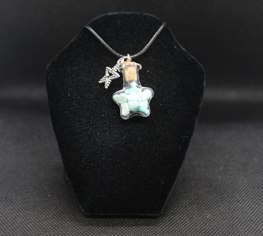 Amazonite Glass Star Bottle Necklace Crystal Witch Witchy Jewelry Witchcraft Wicca Wiccan Pagan Metaphysical