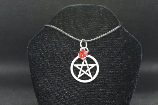 Red Pentacle Pentagram Necklace Crystal Witch Witchy Jewelry Witchcraft Wicca Wiccan Pagan Metaphysical