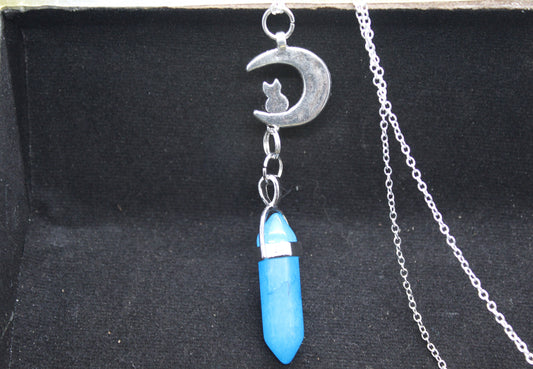 Agate Cat Moon Necklace Crystal Witch Witchy Jewelry Witchcraft Wicca Wiccan Pagan Metaphysical